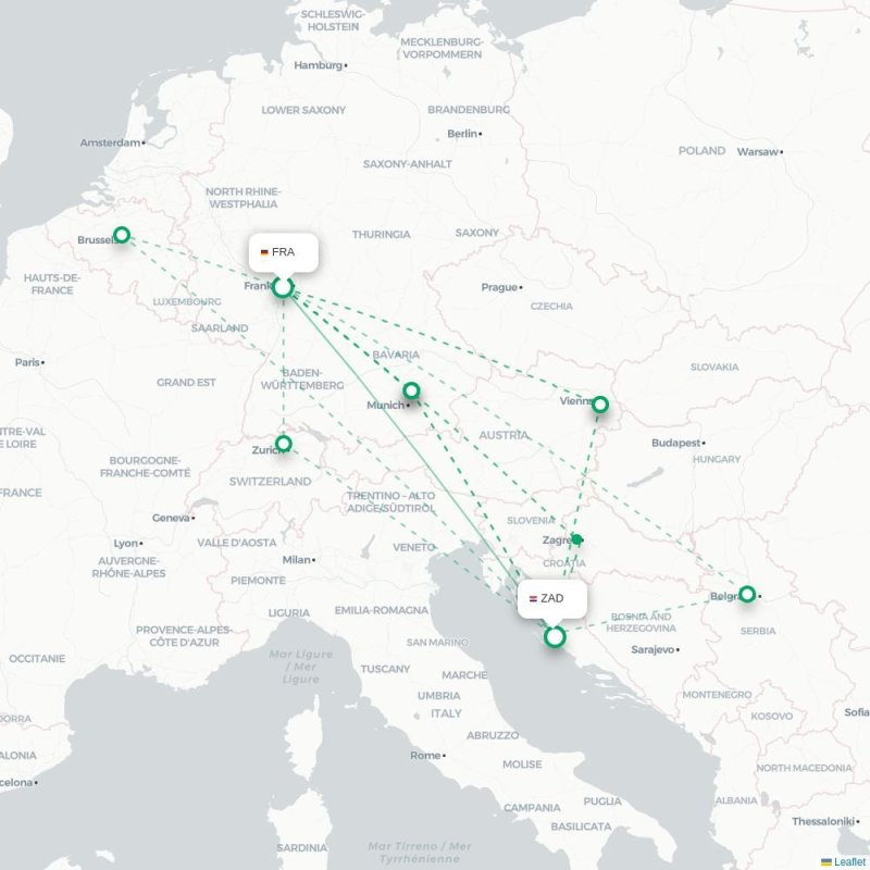 FRA - ZAD route map