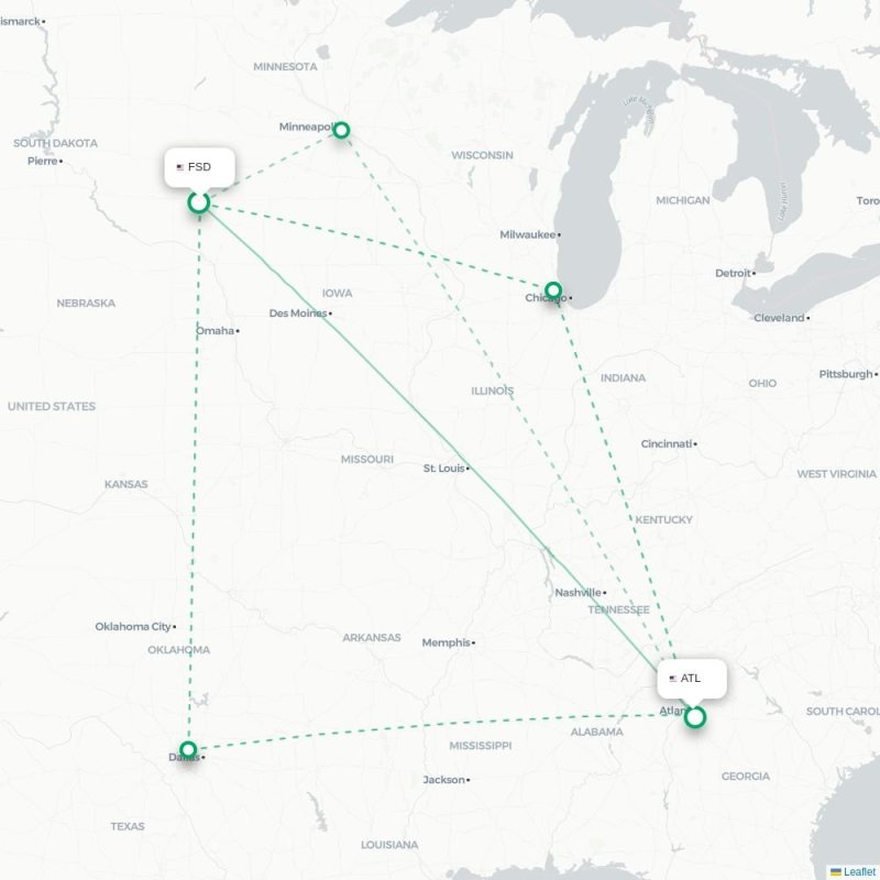 FSD - ATL route map