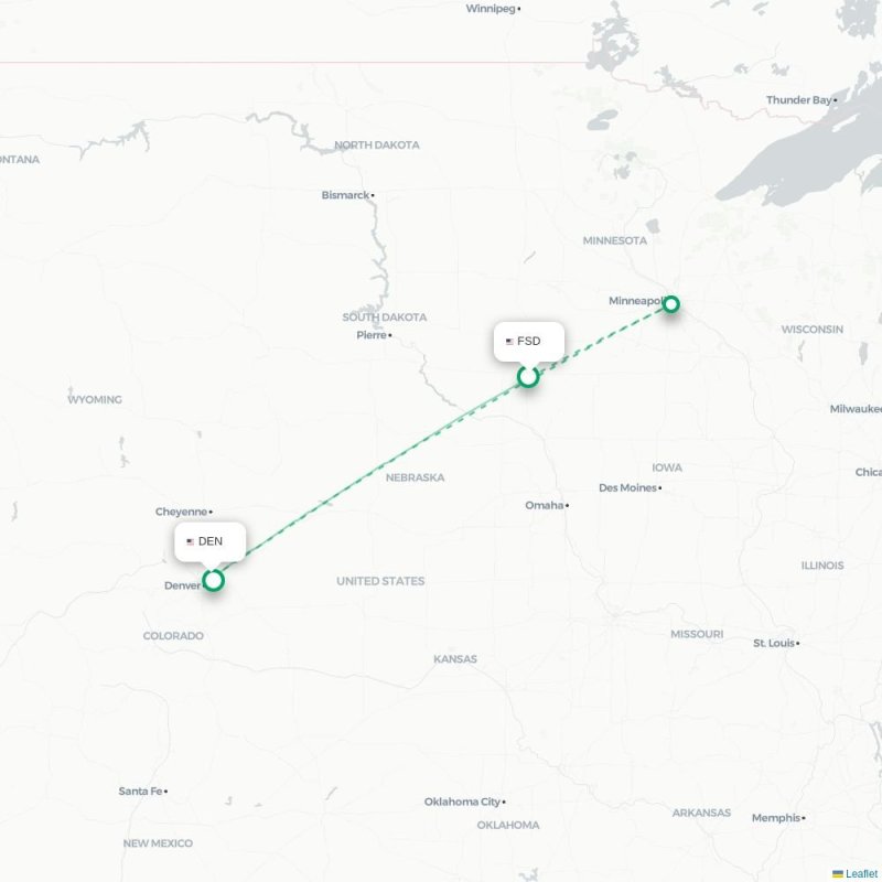 FSD - DEN route map