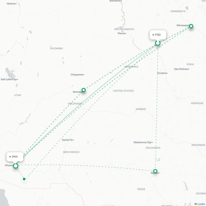 FSD - PHX route map