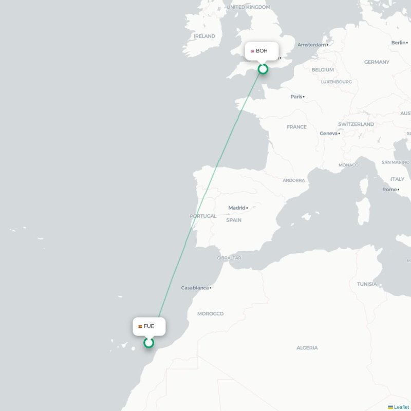 FUE - BOH route map