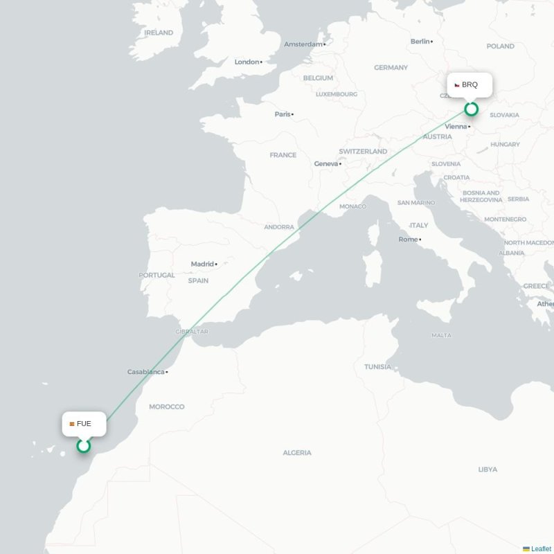 FUE - BRQ route map