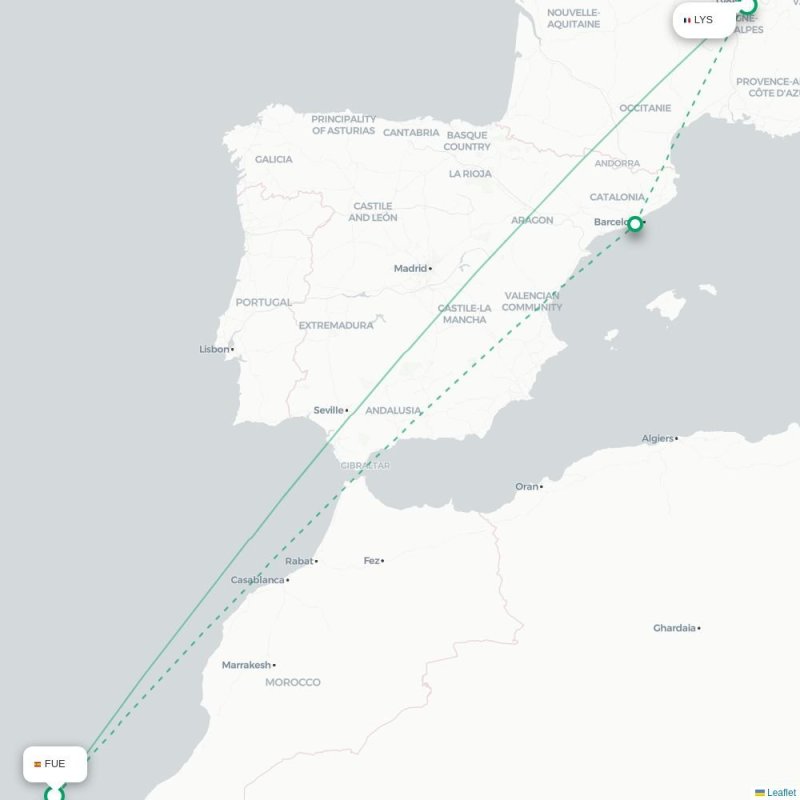 FUE - LYS route map
