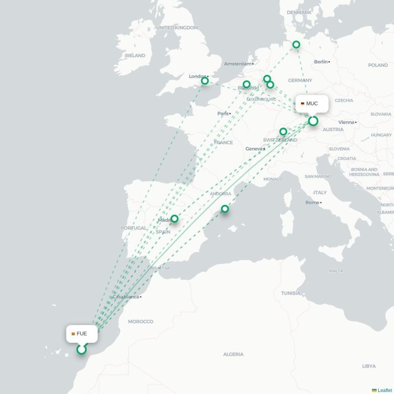 FUE - MUC route map