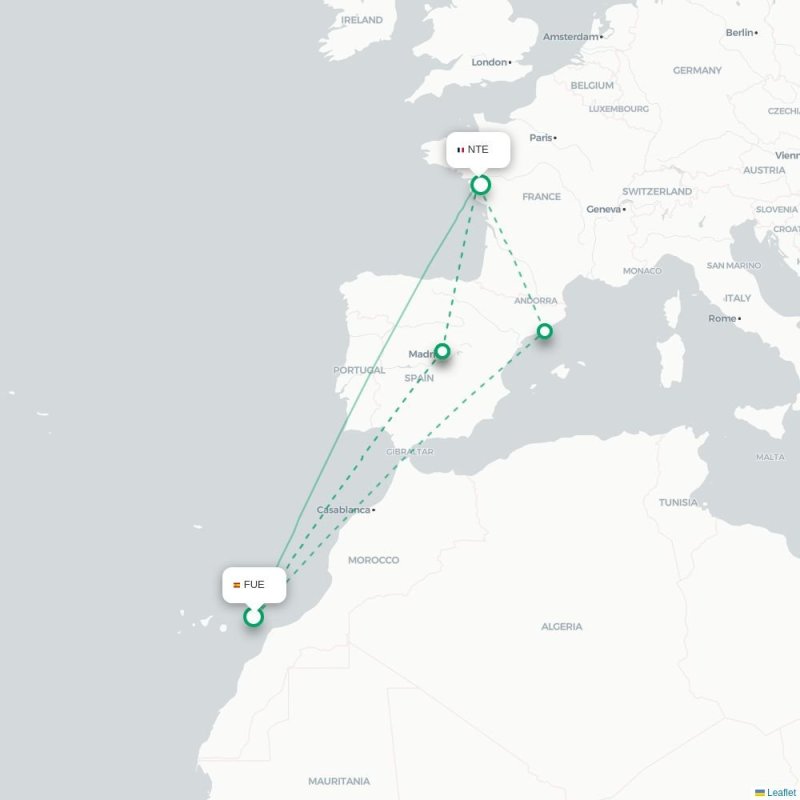 FUE - NTE route map