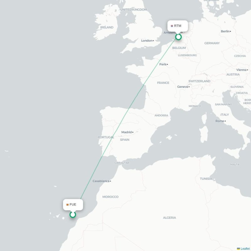 FUE - RTM route map