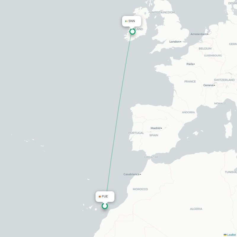 FUE - SNN route map