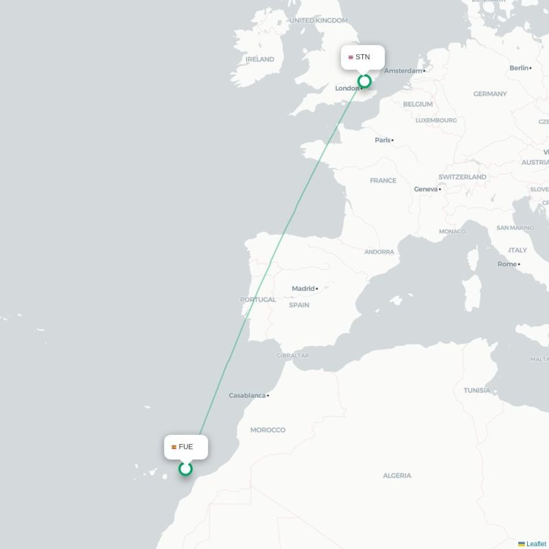 FUE - STN route map