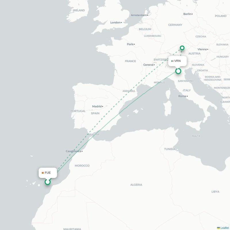 FUE - VRN route map