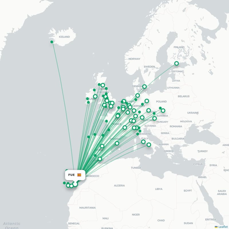 Route map Fuerteventura  FUE airport