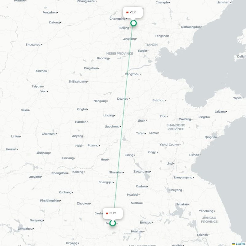 FUG - PEK route map