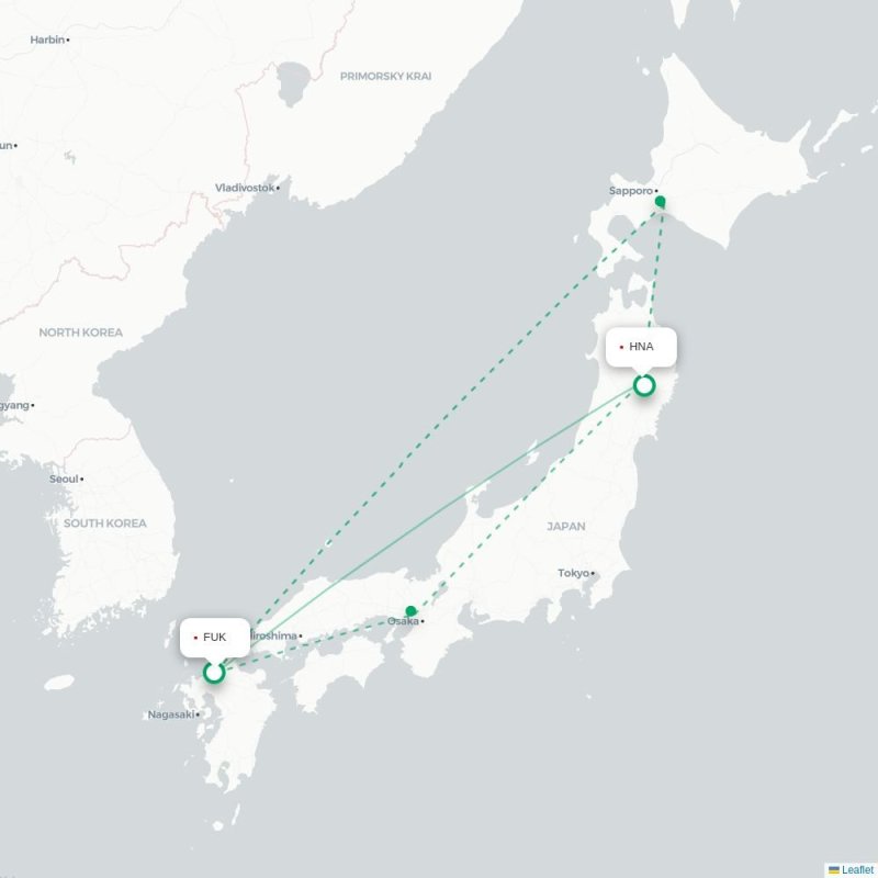 FUK - HNA route map