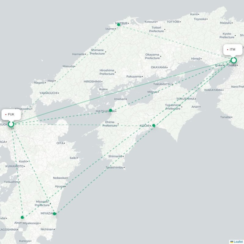FUK - ITM route map