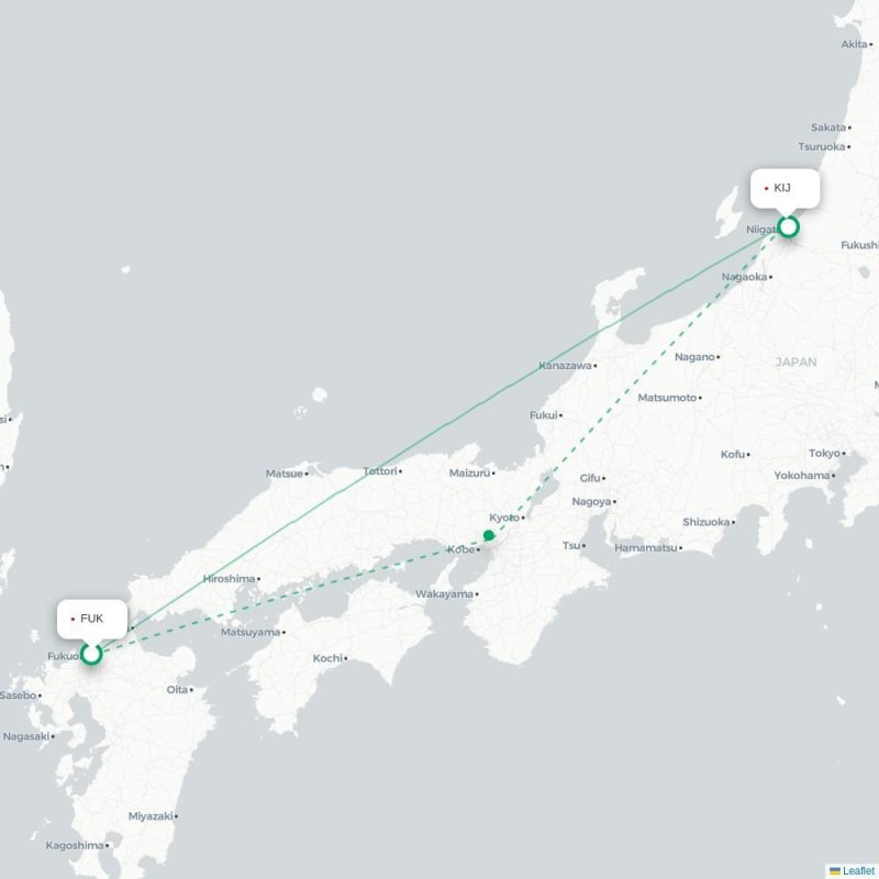 FUK - KIJ route map