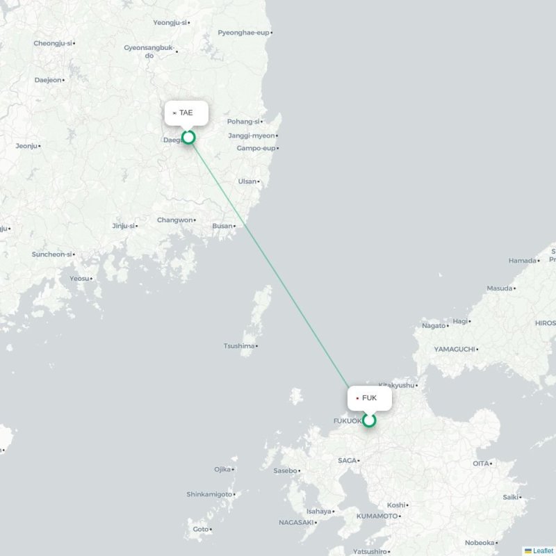 FUK - TAE route map