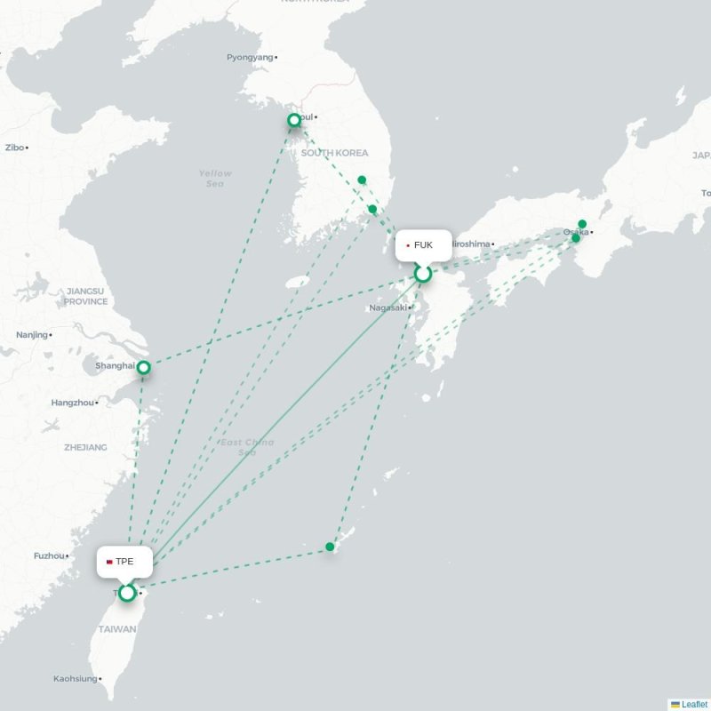FUK - TPE route map