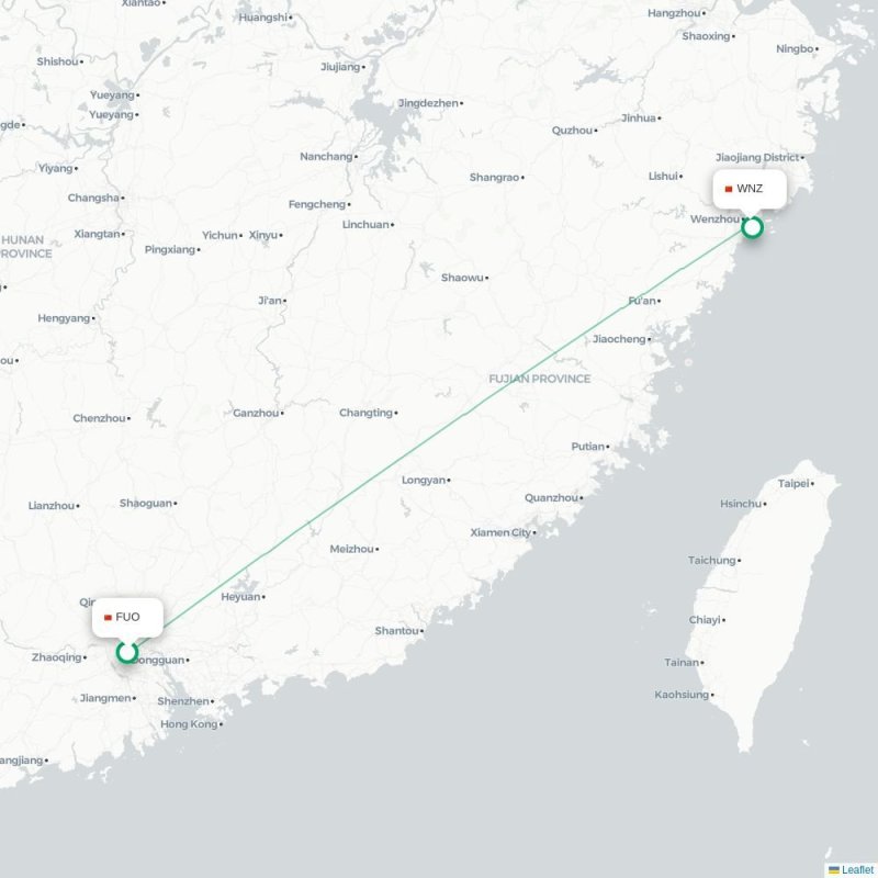 FUO - WNZ route map