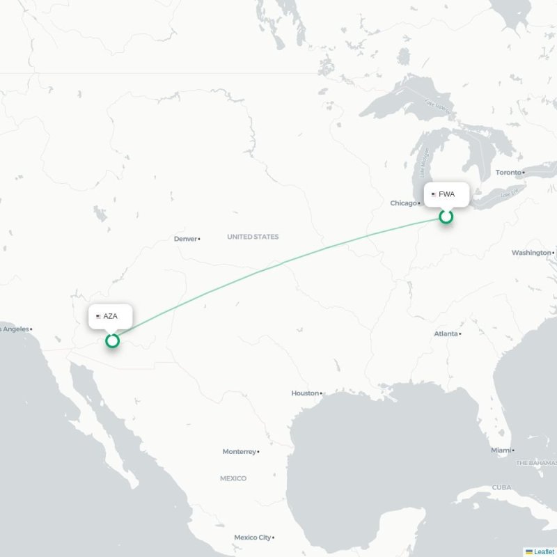 FWA - AZA route map