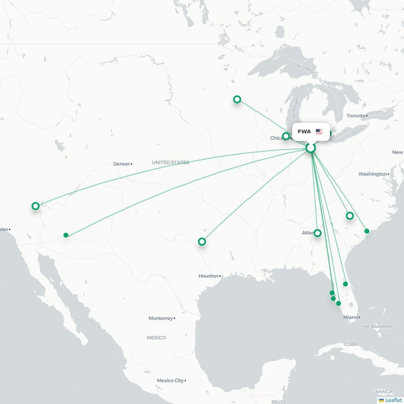 Route map Fort Wayne  FWA 