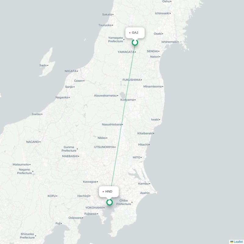 GAJ - HND route map