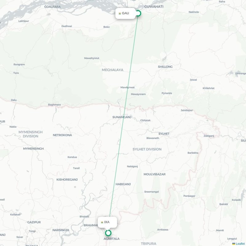 GAU - IXA route map