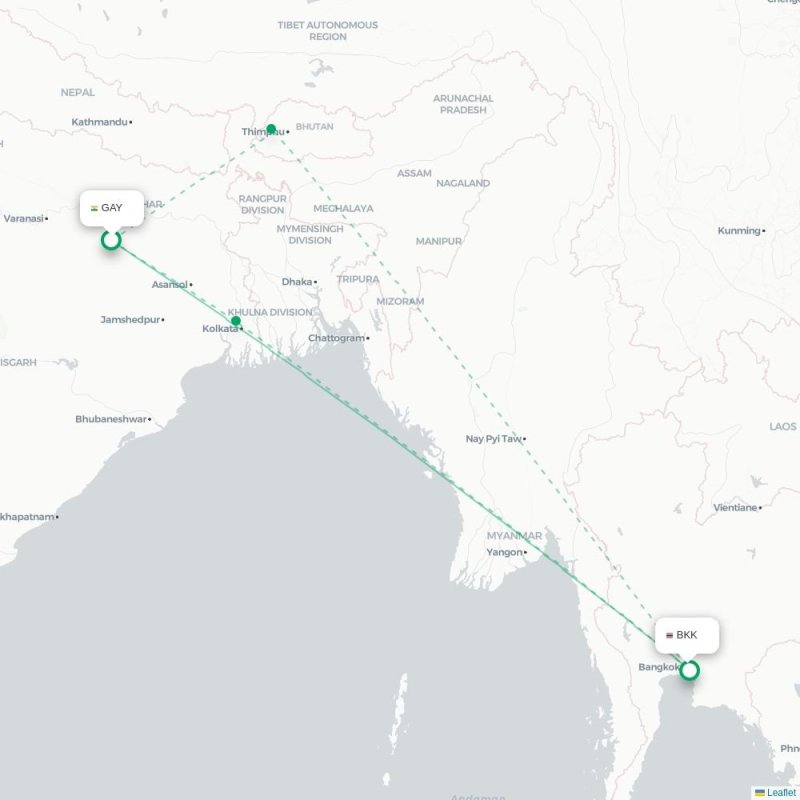 GAY - BKK route map