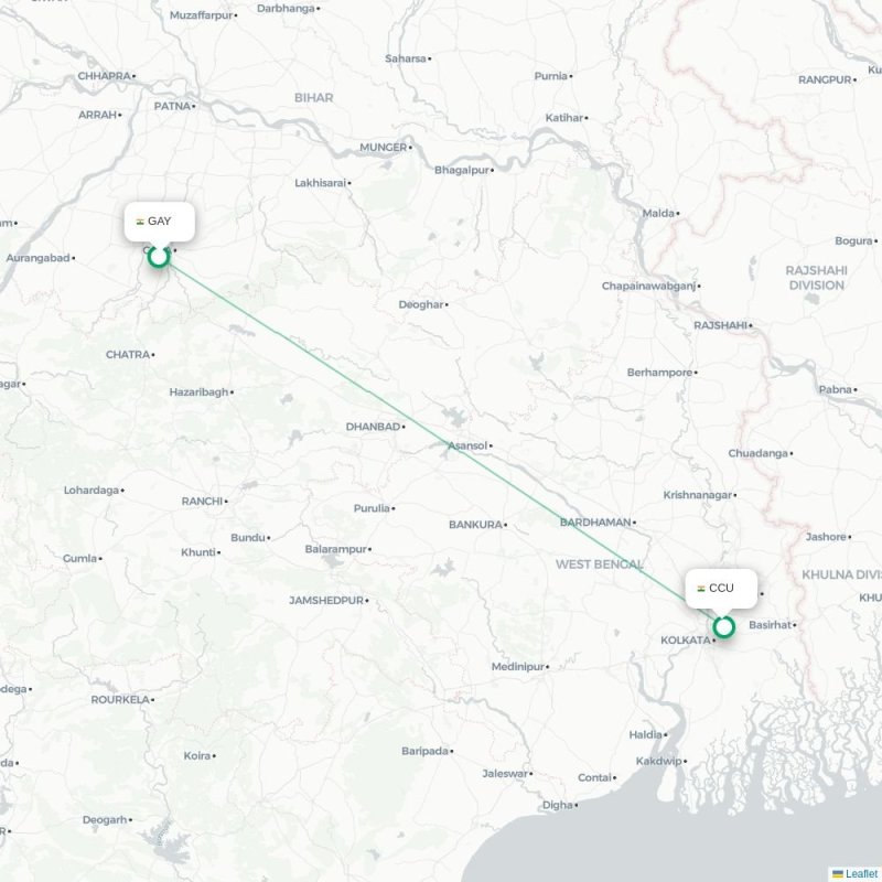 GAY - CCU route map