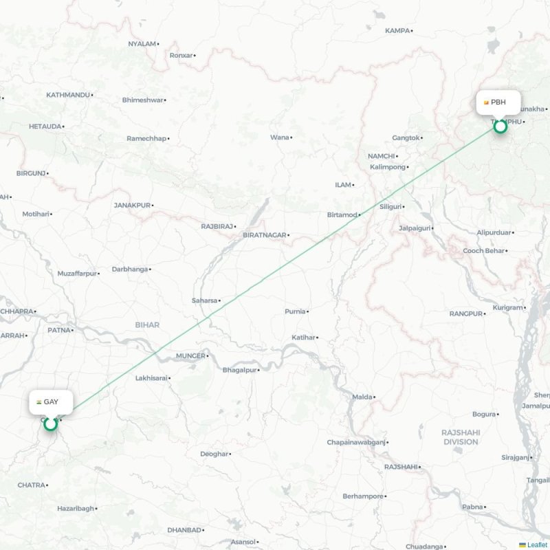 GAY - PBH route map