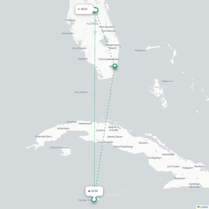 GCM - MCO route map