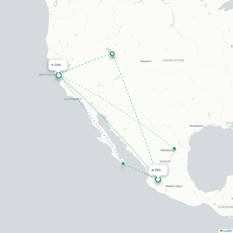 GDL - OAK route map