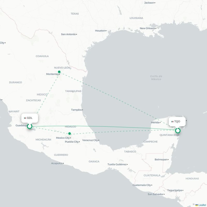 GDL - TQO route map