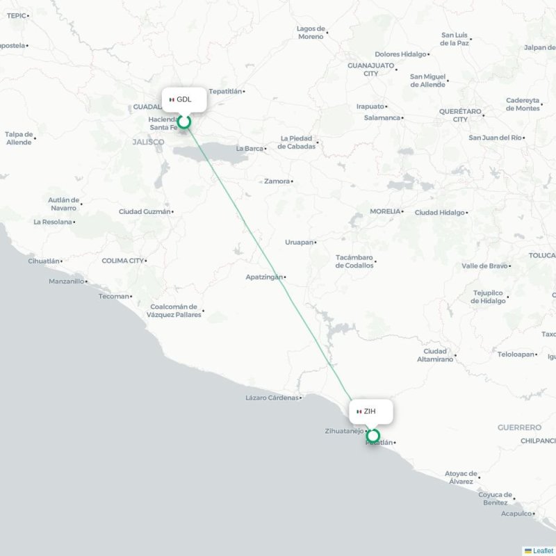 GDL - ZIH route map