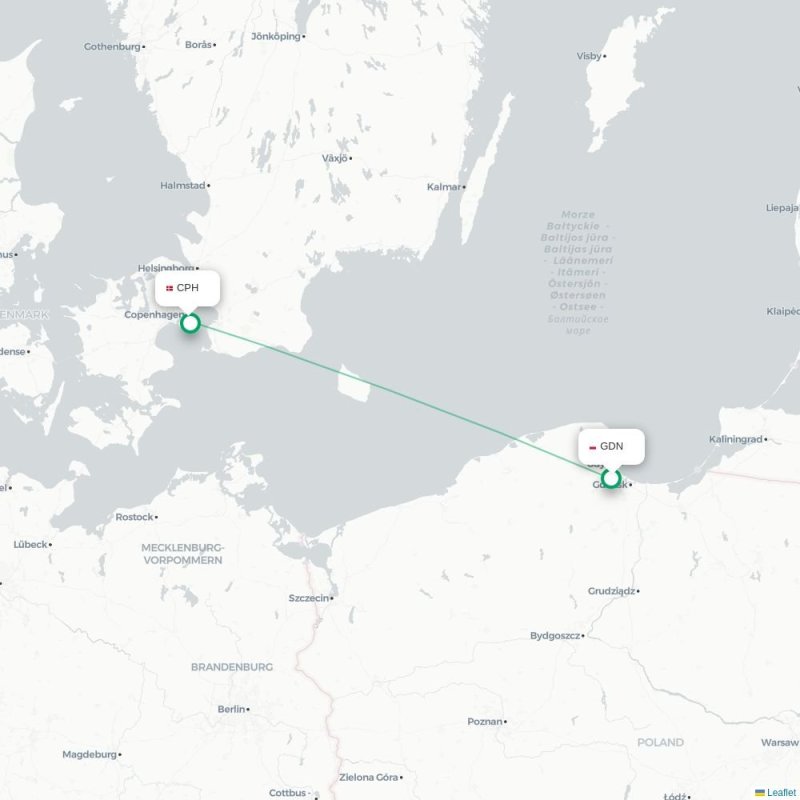 GDN - CPH route map