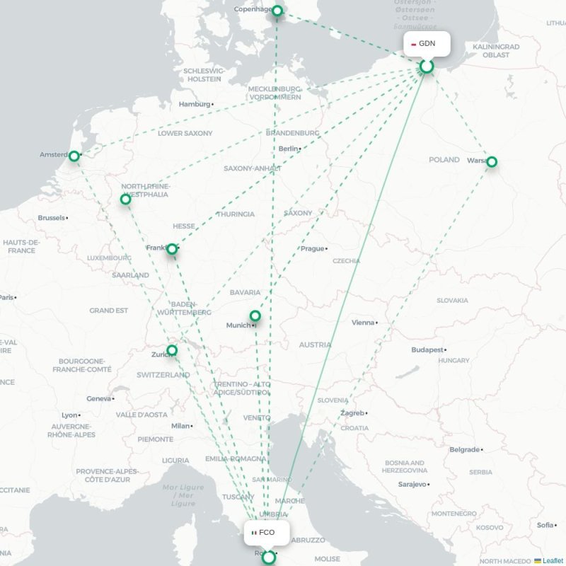 GDN - FCO route map