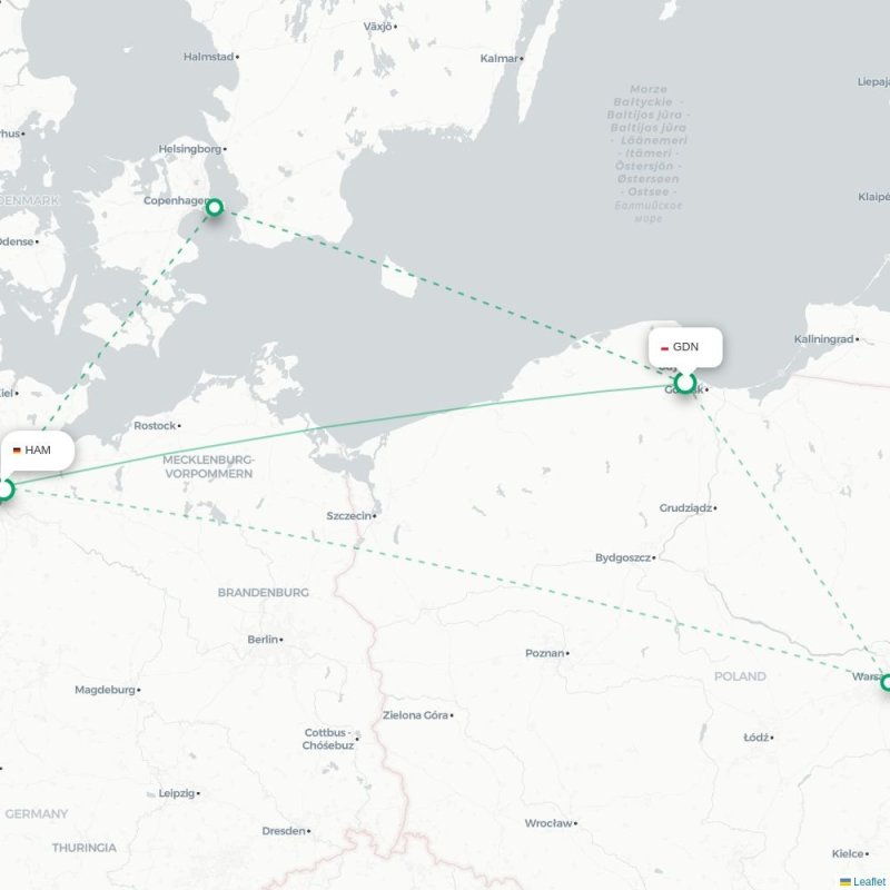 GDN - HAM route map