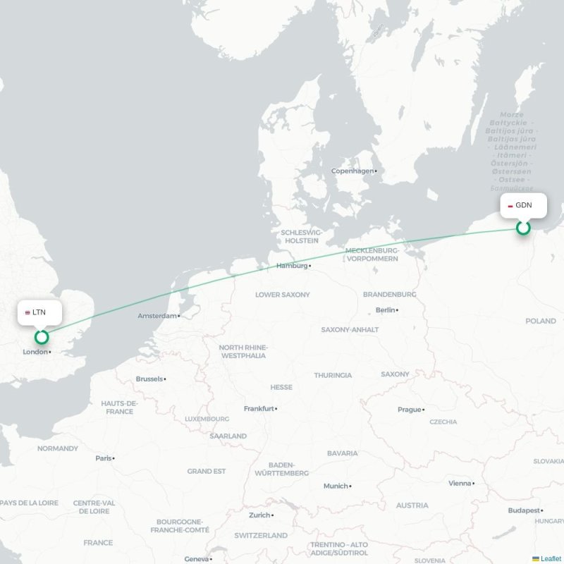 GDN - LTN route map