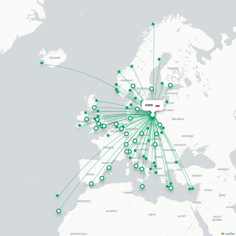 Route map Gdansk  GDN airport