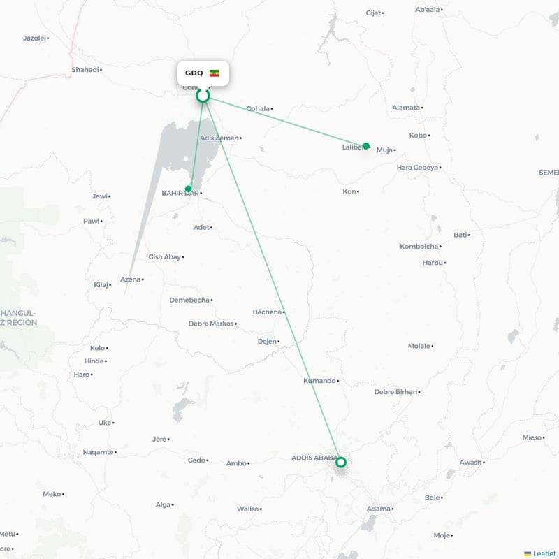 Route map Gondar  GDQ 