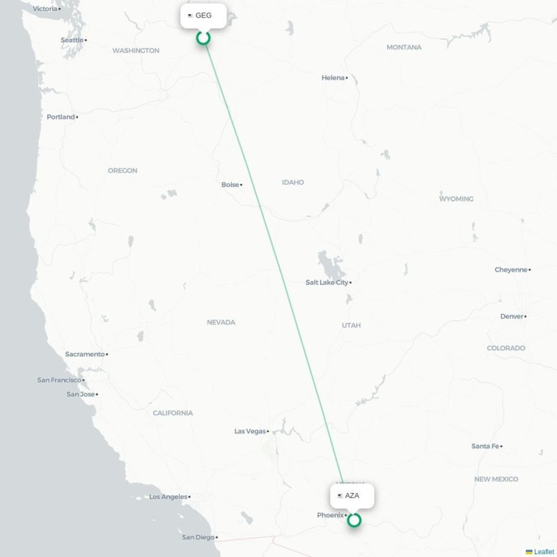 GEG - AZA route map