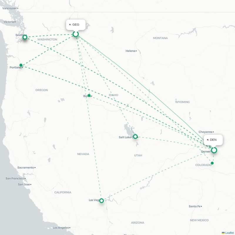 GEG - DEN route map