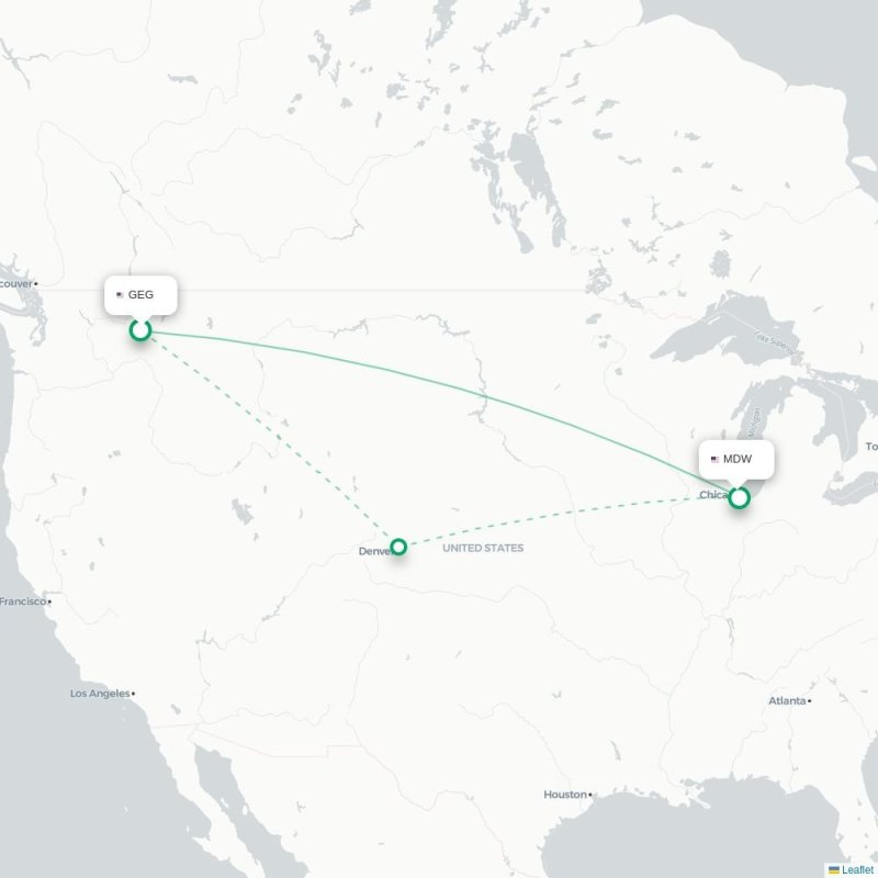 GEG - MDW route map