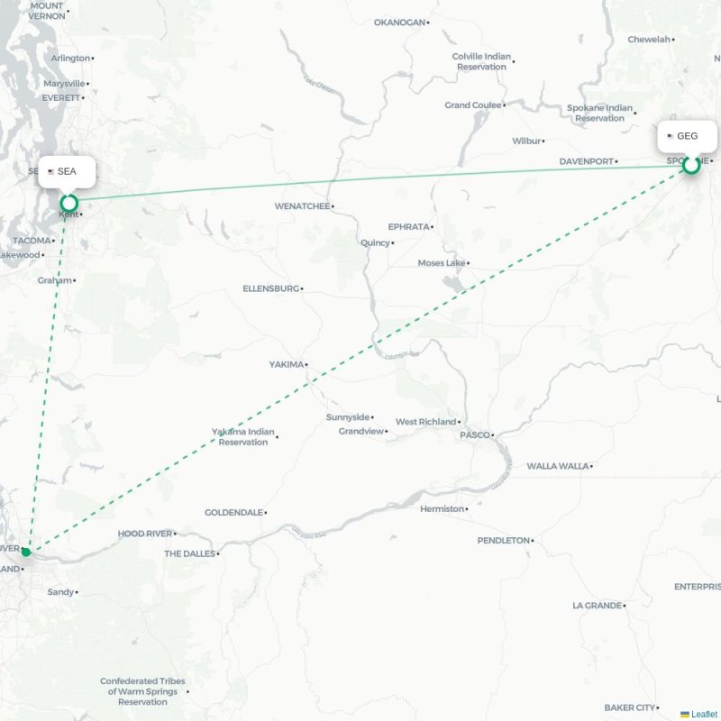 GEG - SEA route map