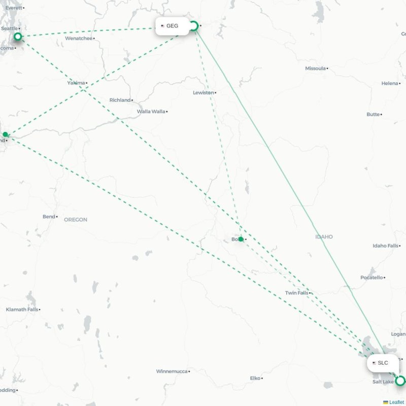 GEG - SLC route map