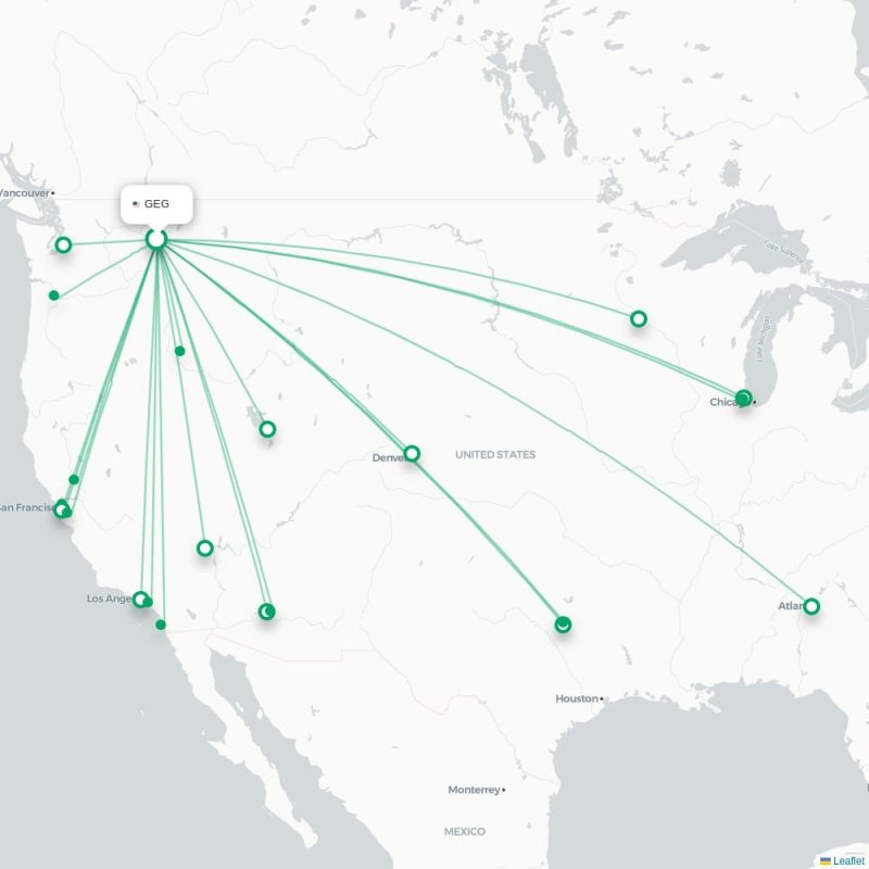 GEG - BOI route map