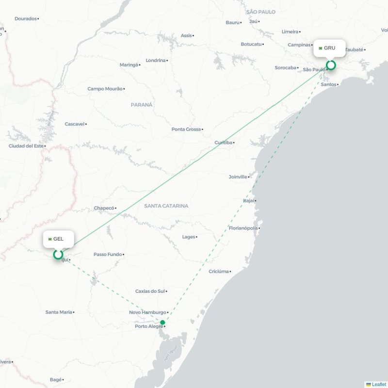 GEL - GRU route map