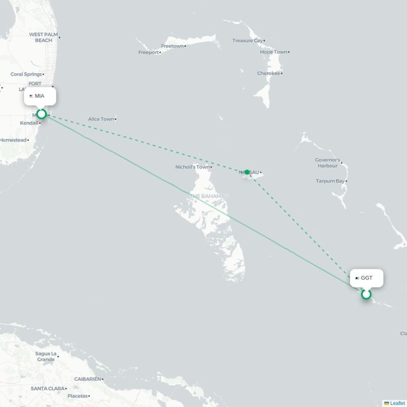 GGT - MIA route map