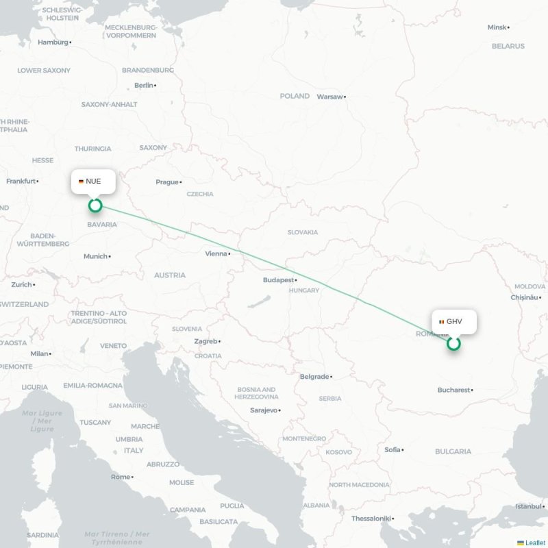 GHV - NUE route map