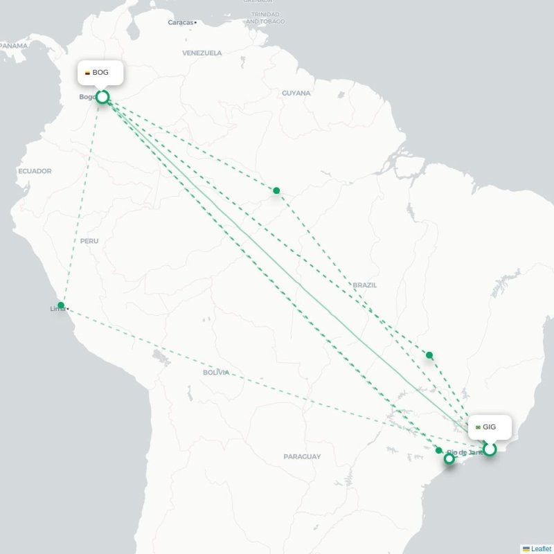 GIG - BOG route map