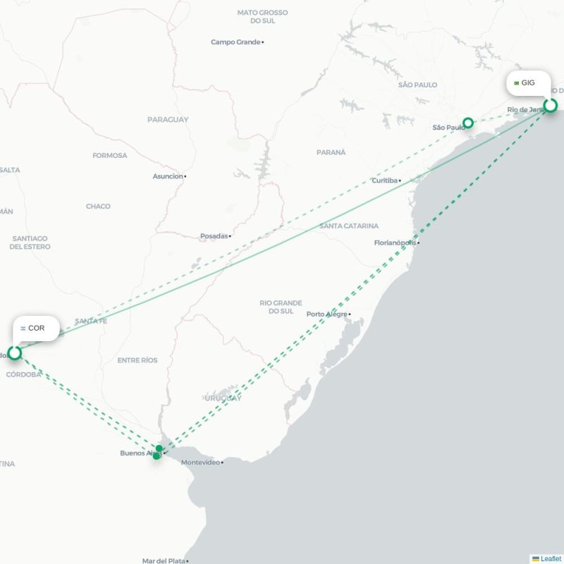 GIG - COR route map