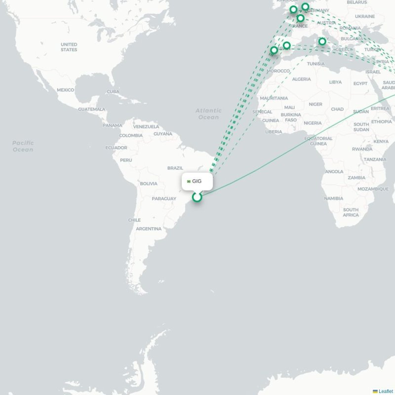 GIG - DXB route map